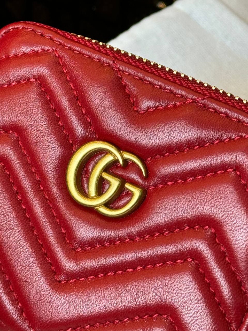 GG - Leather Mini Zippy Wallet (Red)