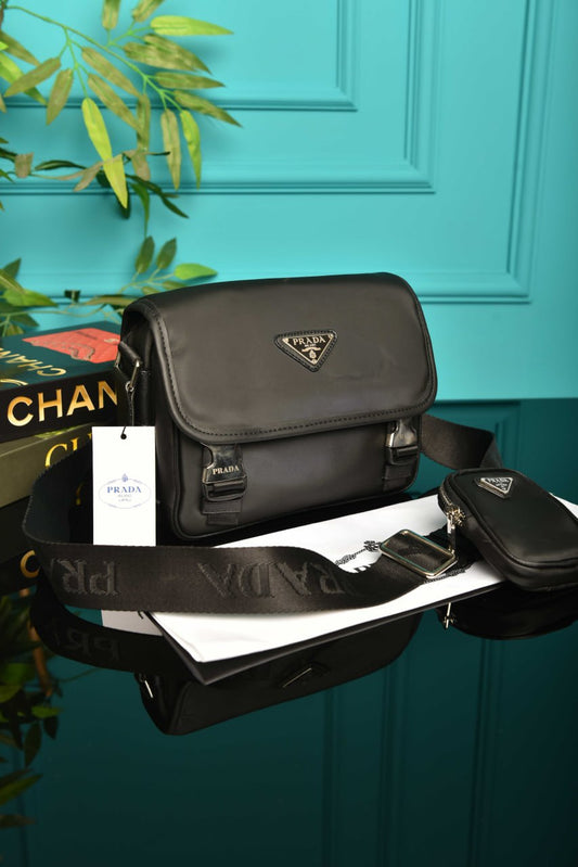 PRD - Nylon and Saffiano Leather Bag with Strap